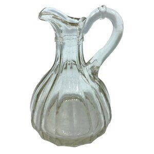Vintage Clear Glass Ribbed Pitcher Or Cruet